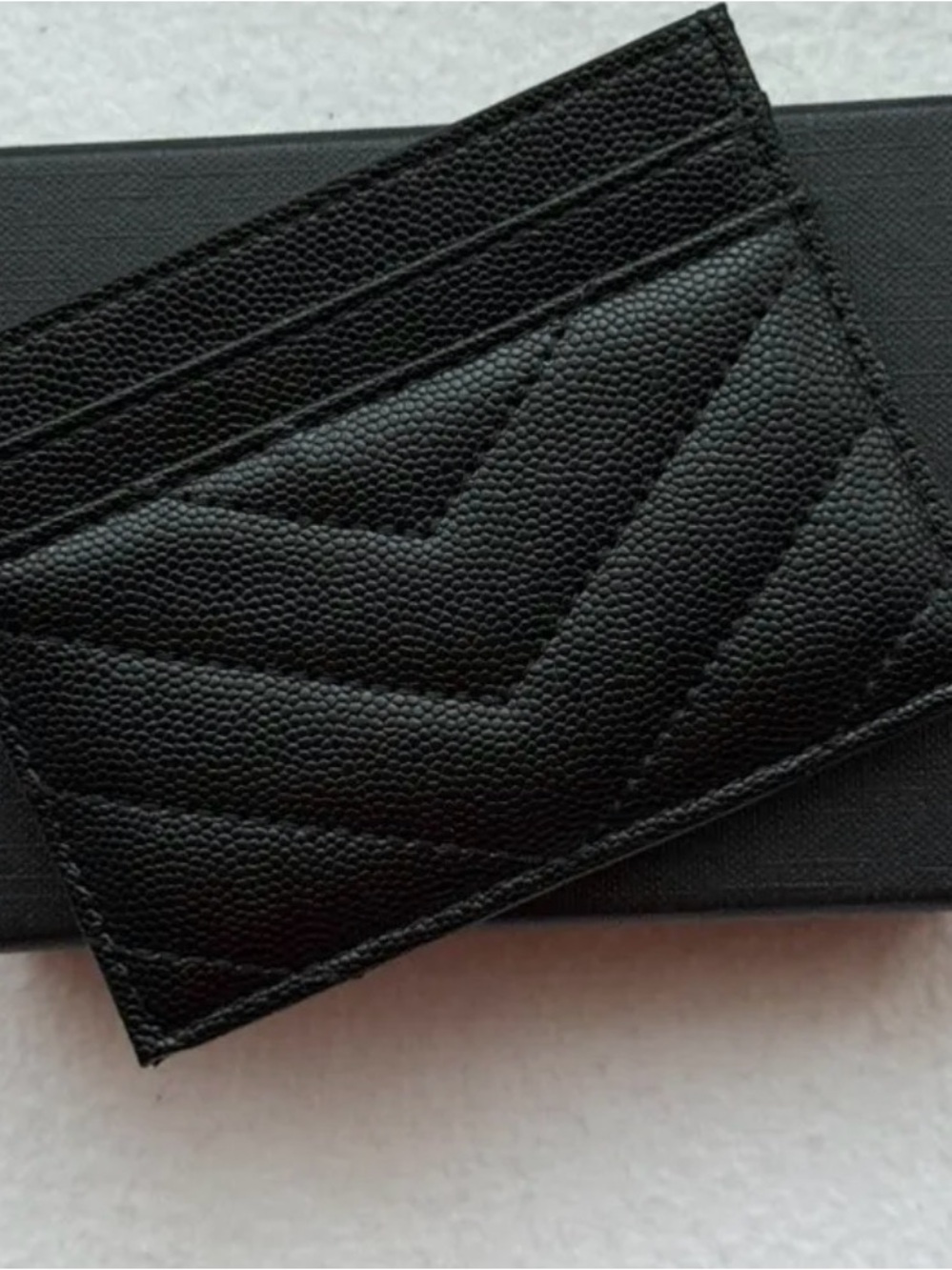 Saint Laurent Black Quilted Leather Card & Key Holder with Gold YSL Emblem - Picture 6 of 9